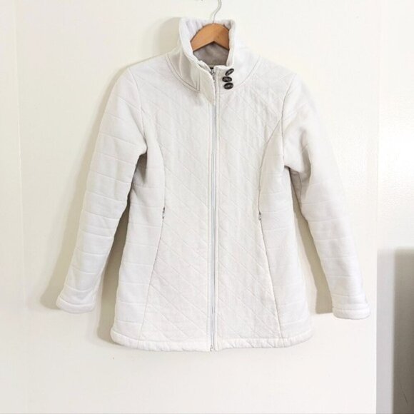 The North Face Quilted Cotton Shell Fleece Lined Jacket Ivory Size M - Picture 1 of 8